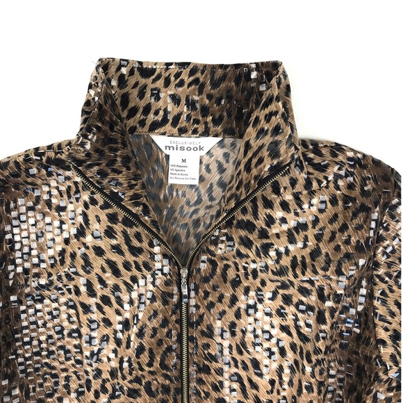 {Misook} Leopard Print Shiny Jacket - Picture 6 of 8